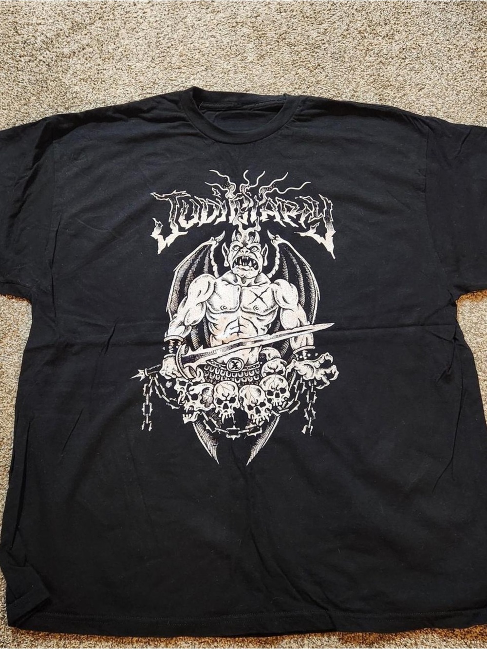 Gildan Black Short Sleeve Tee with White Demon Skull Graphic